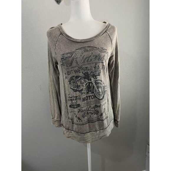 Day trip motorcycle Riders sweatshirt lightweight stretchy top size XS - Picture 1 of 8